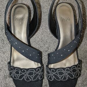 Impo Elegant Black Sandals with Silver Embellishments